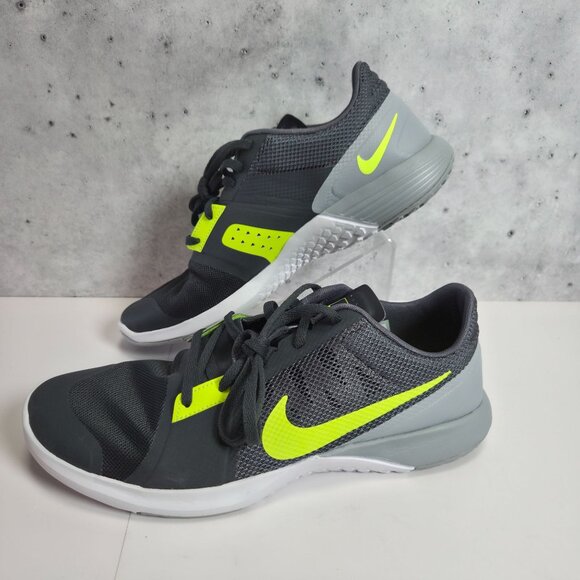 Nike FS Lite Trainer 3 Mens Training Shoes Size 9.5 Gray/Volt Mesh Lightweight - Picture 2 of 9
